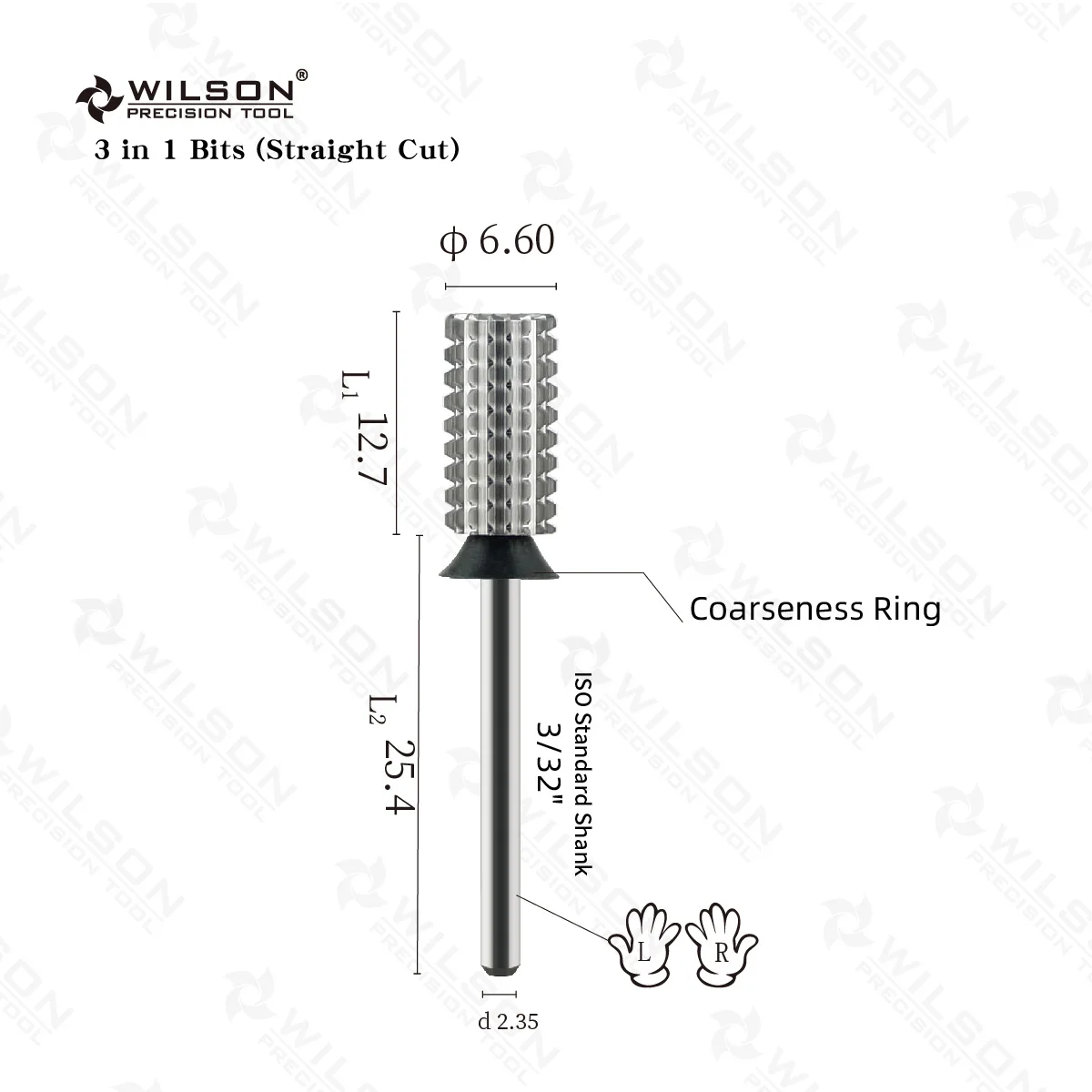 WILSON 3 in 1 - Bits (Straight Cut 2 Way)-Tools Nails Cutters for manicure Drill Bits nails accessories remove hard gel