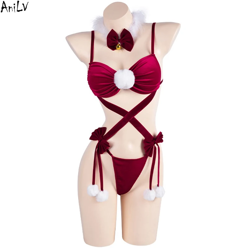 AniLV Anime Girl Group Christmas Outfits Uniform Cosplay Women Xmas Santa Claus Clothes Costume