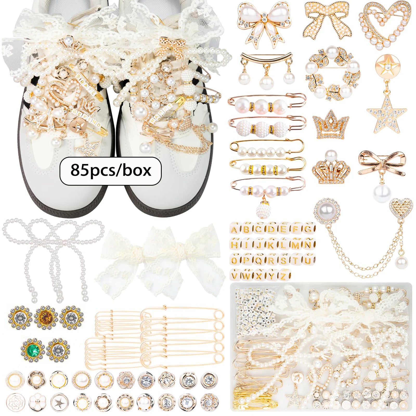 

80 шт., подвески для обуви для кроссовок, комплект подвесок для носков с жемчугом и стразами, подвеска для носков с булавками, аксессуары «сделай сам» для украшения