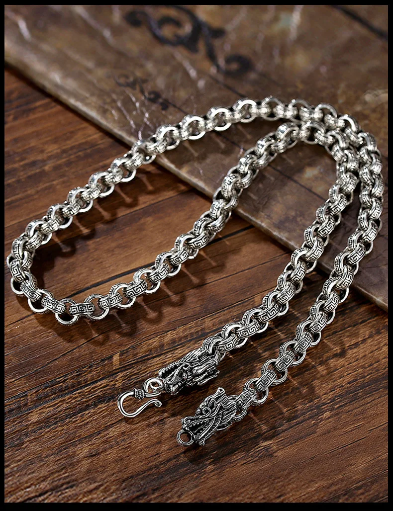 الصلبة فضة الرجعية قلادة للرجال النساء الكلاسيكية 8 مللي متر صنبور التنين 60 سنتيمتر سحر جودة عالية الأزياء والمجوهرات الزفاف