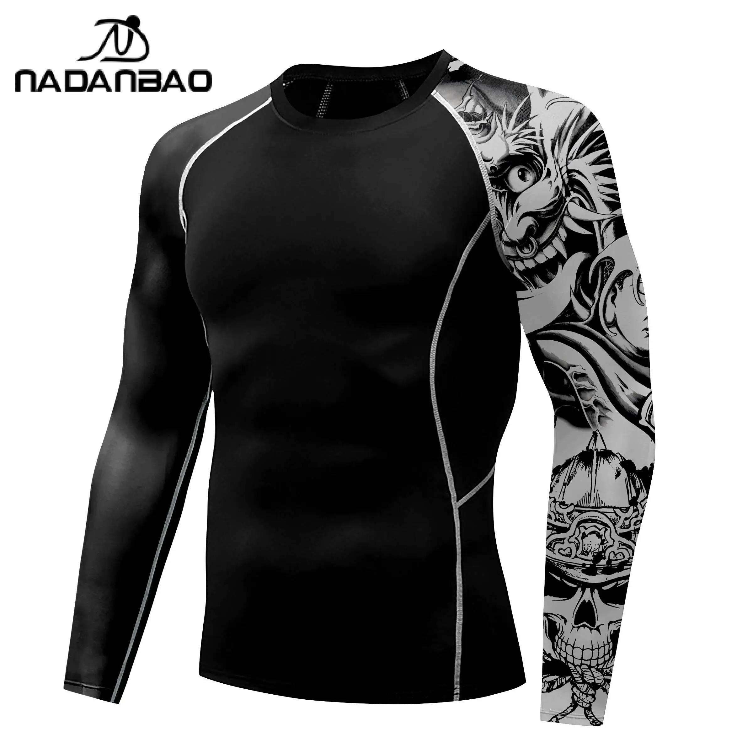 Nadanbao Quick Drying Surfing Wetsuit for Men 3D Printing Fitness T-Shirt Beach Party Swimwear Surfing Beachwear Top Clothes