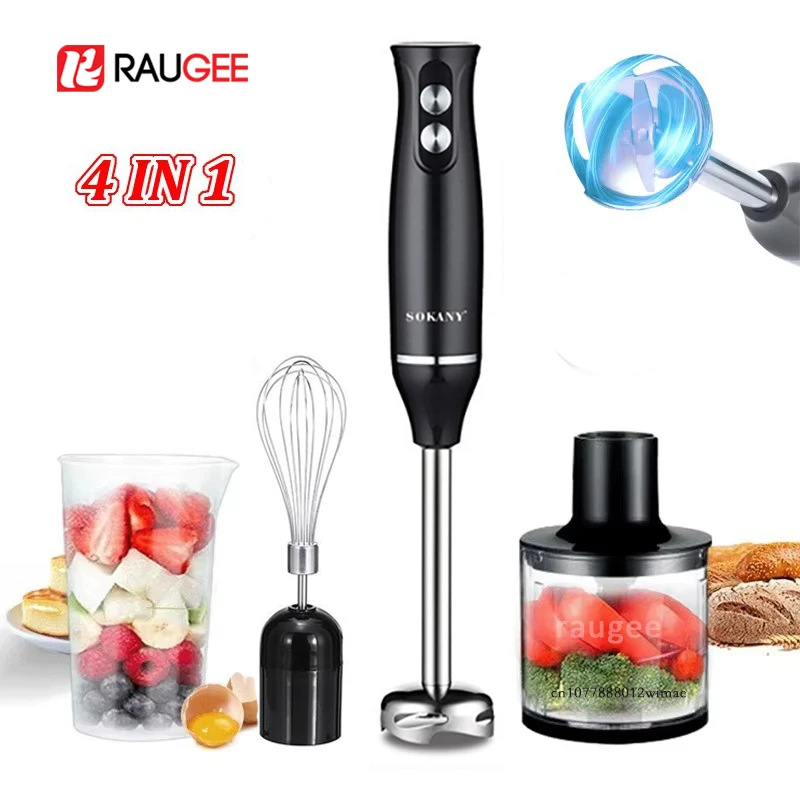 

Погружной блендер, электрический ручной роторный миксер для еды, измельчитель овощей и мяса, пищевая мясорубка 4 в 1, погружной блендер для смузи