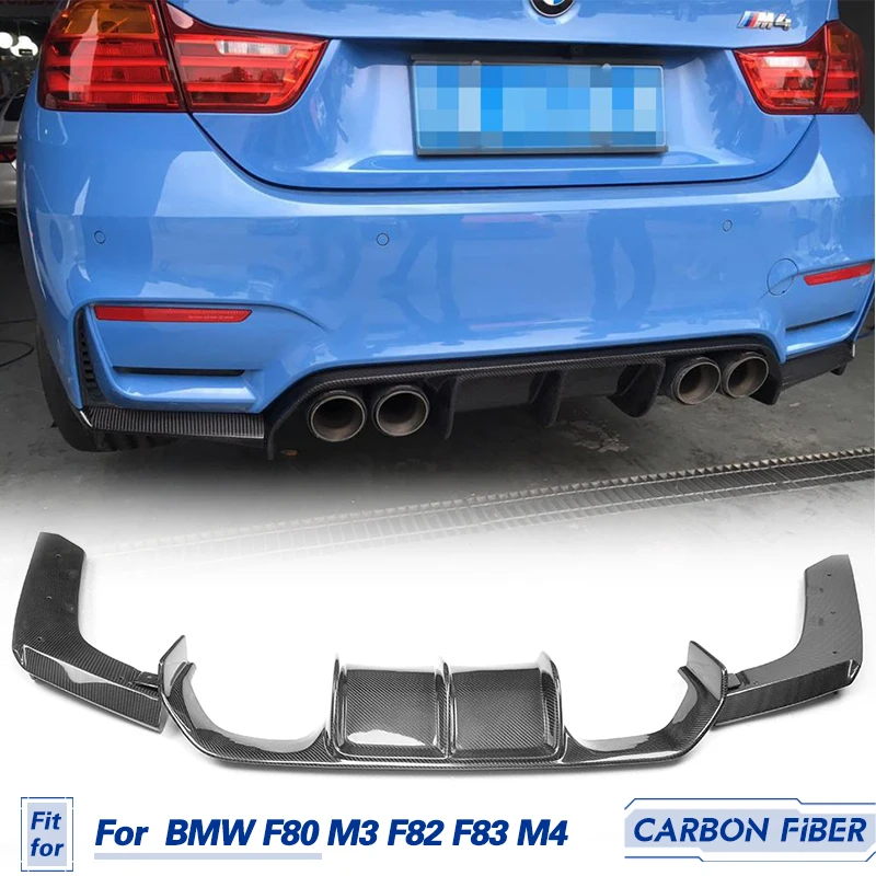 Car Rear Bumper Diffuser With Splitters Carbon Fiber for BMW F80 M3 F82 F83 M4 2014-2019 Rear Diffuser Lip Spoiler Body Kits