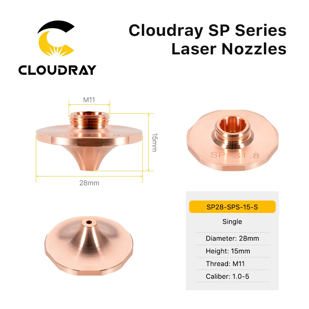 Cloudray SP28-SPS Series Dia.28mm H15 M11 Caliber 1.0-6.0 Single Layers Welding Laser Nozzles for Fiber Laser Cutting Machine