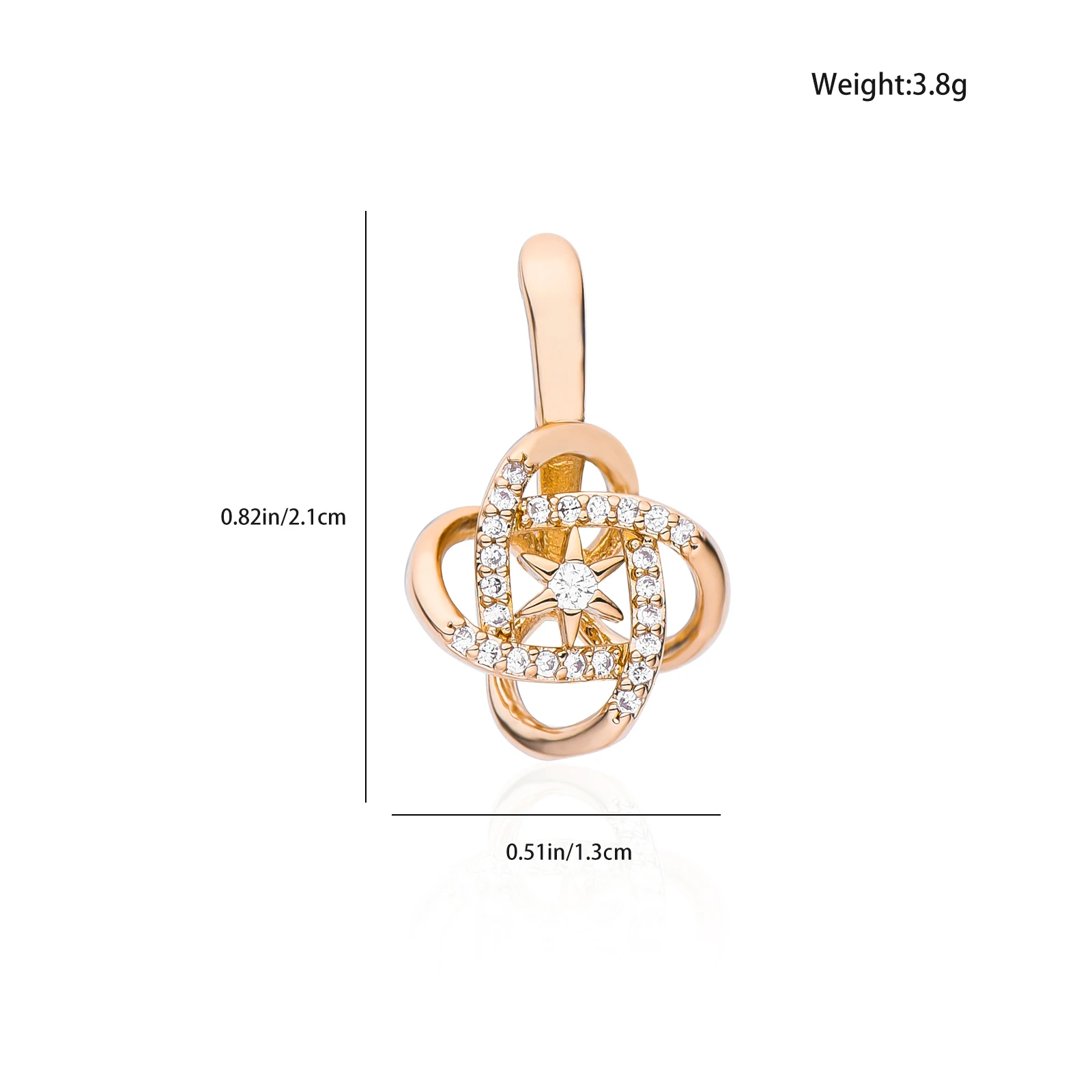 Dckazz Classic Circles Intertwined Earrings Crystal Pendant 585 Rose Gold Color Earrings for Woman Christmas Jewelry Gift