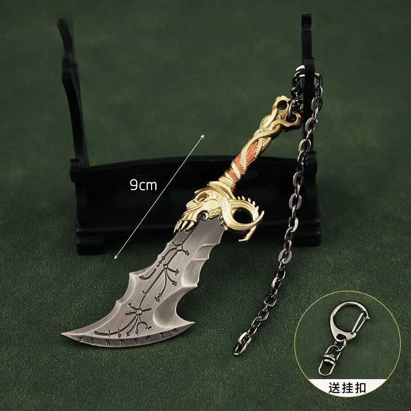 6 ~ 9cm deus da guerra lâminas do caos kratos lâmina do olympus mini chaveiro arma modelo figuras de ação de metal presente brinquedos jogo para meninos