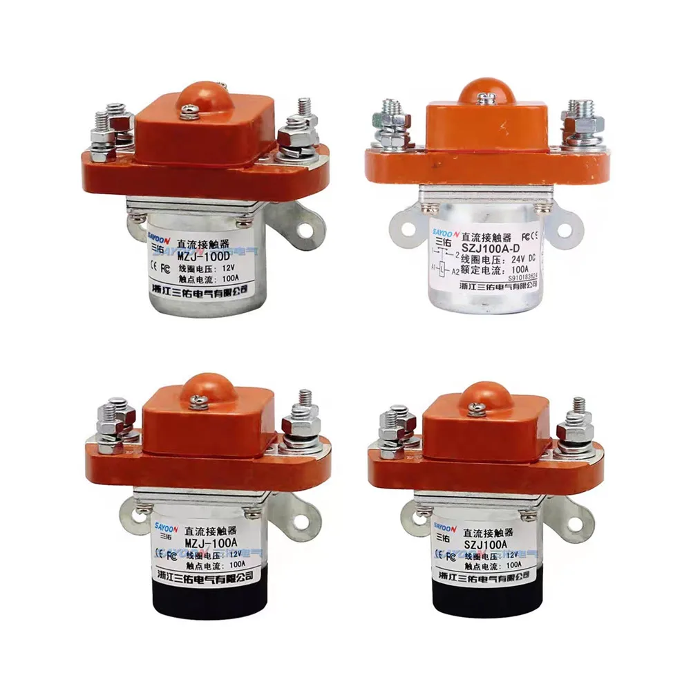 MZJ-100A SZJ100A-D 100A 12V 24V 36V 48V 60V 72V 84V 1NO DC Contactor uso para maquinaria eléctrica barredora de suelo lanzamiento de coches