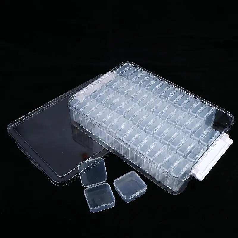

61pcs Transparent Plastic Storage Boxes For Beads, Jewelry,Rhinestones Painting Embroidery Storage Box-Perfect Gift For Crafters