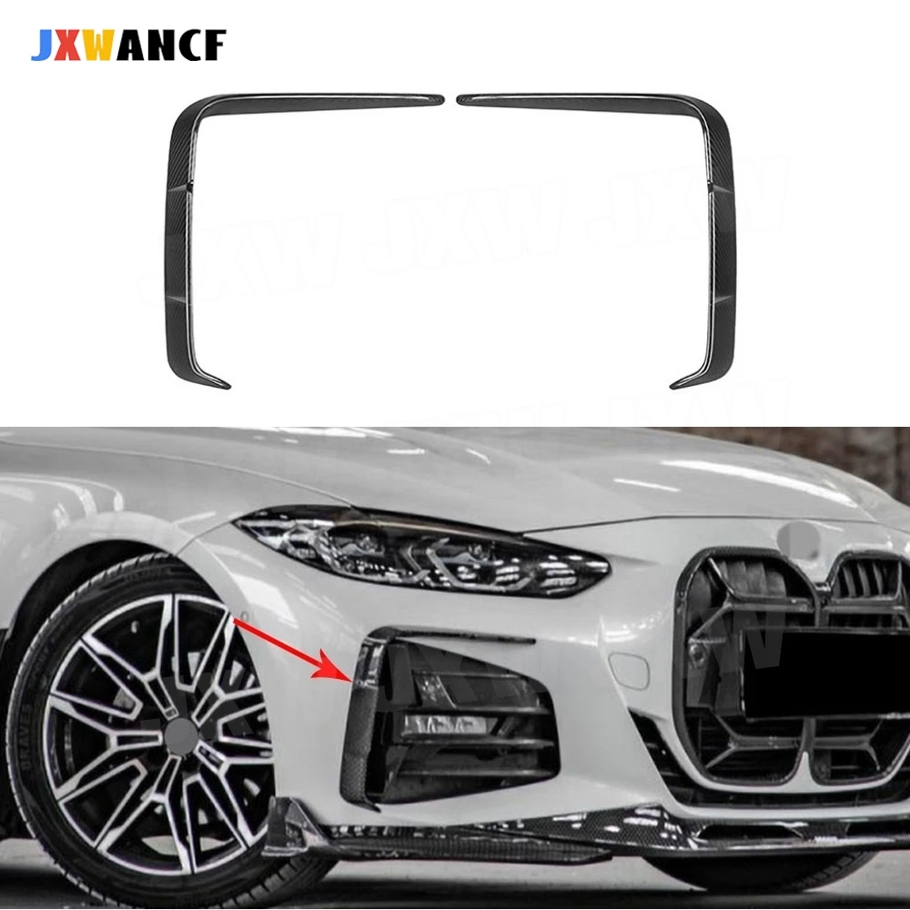 

JXWANCF Сухая накладка на передний молдинг из углеродного волокна для BMW 4 серии G22 G23 2021+ FRP, плавники переднего бампера, разделители S Stlyle Car