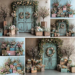 Spring Easter Photography Background Easter Eggs Room Flower Decoration Children Portrait Photo Backdrop Studio Props Banner