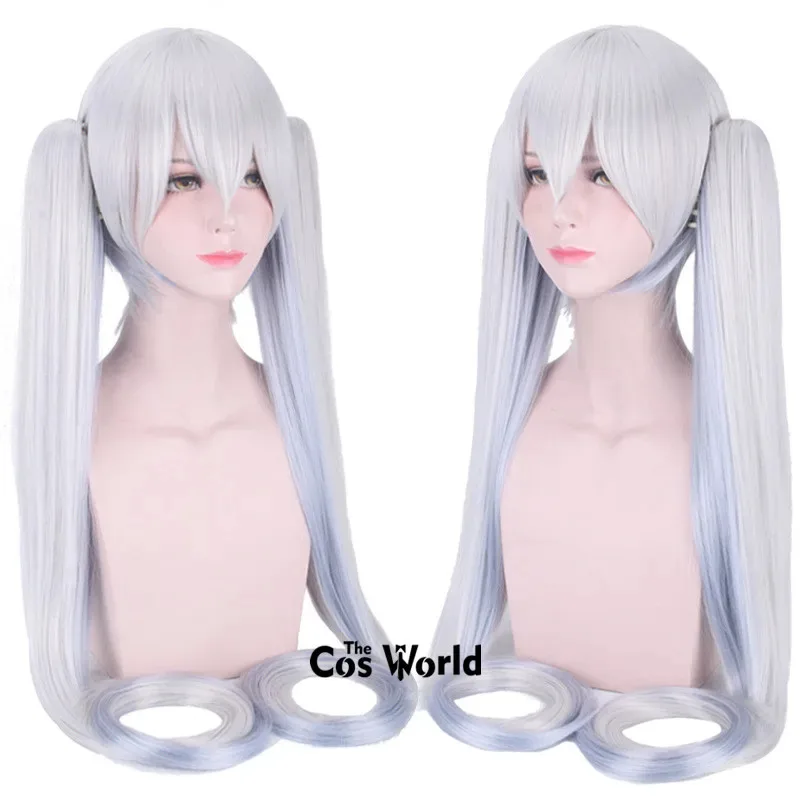VOCALOID 2018 Snow Miku mezcla de colores 120 cm de largo recto Anime Cosplay pelucas de fibra pelo sintético resistente al calor + gorro de peluca