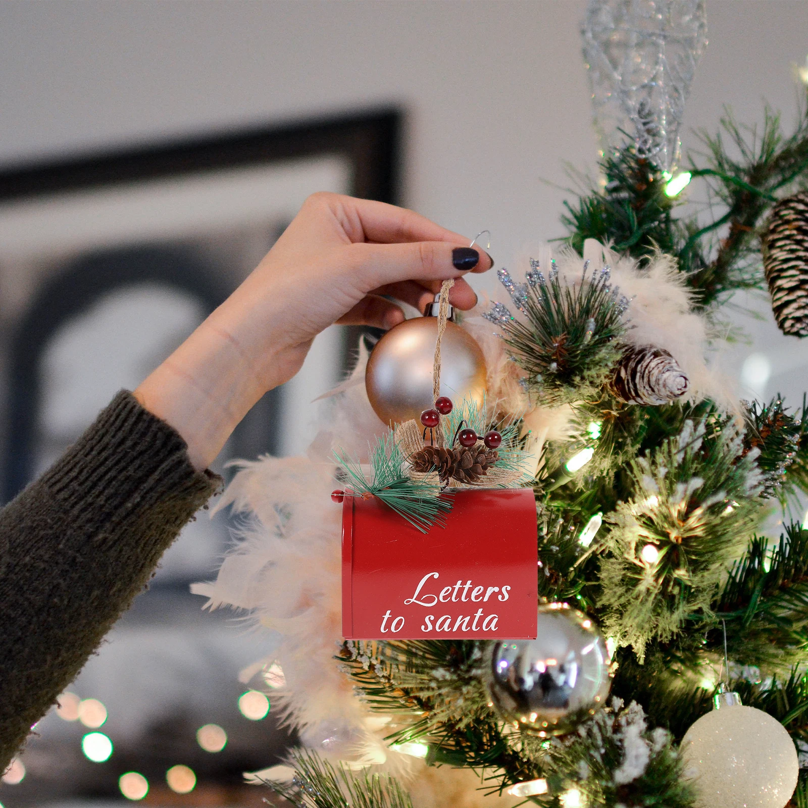 

1Pcs Metal Mailbox Pendant Xmas Tree Hanging Decor Home Pendant Iron Craft Christmas Decoration Xmas Tree Hanging Decor