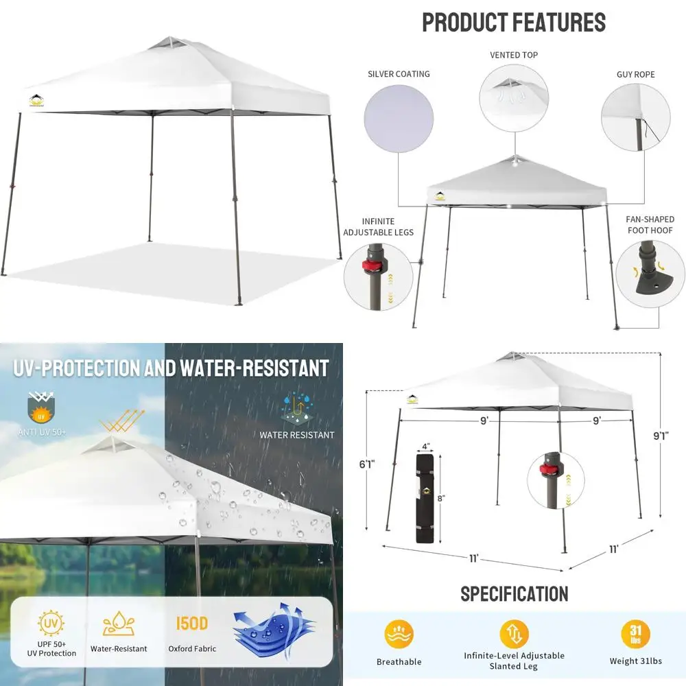 

Quick Setup 11x11 Canopy Tent for Outdoor Events, Parties, and Camping - Durable Pop Up Shelter with Easy Assembly