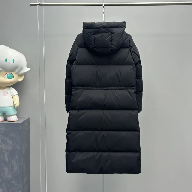 piumino lungo invernale con cappuccio femminile in piuma d'oca gialla caldo parka moda Cappotto femminile con coulisse slim fit