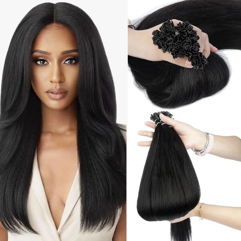 

Человеческие волосы CUTICLES REMY LIGHT YAKI K наконечники предварительно прикрепленный кератин горячего синтеза 14-26 дюймов 1B V наконечник натуральный прост в применении