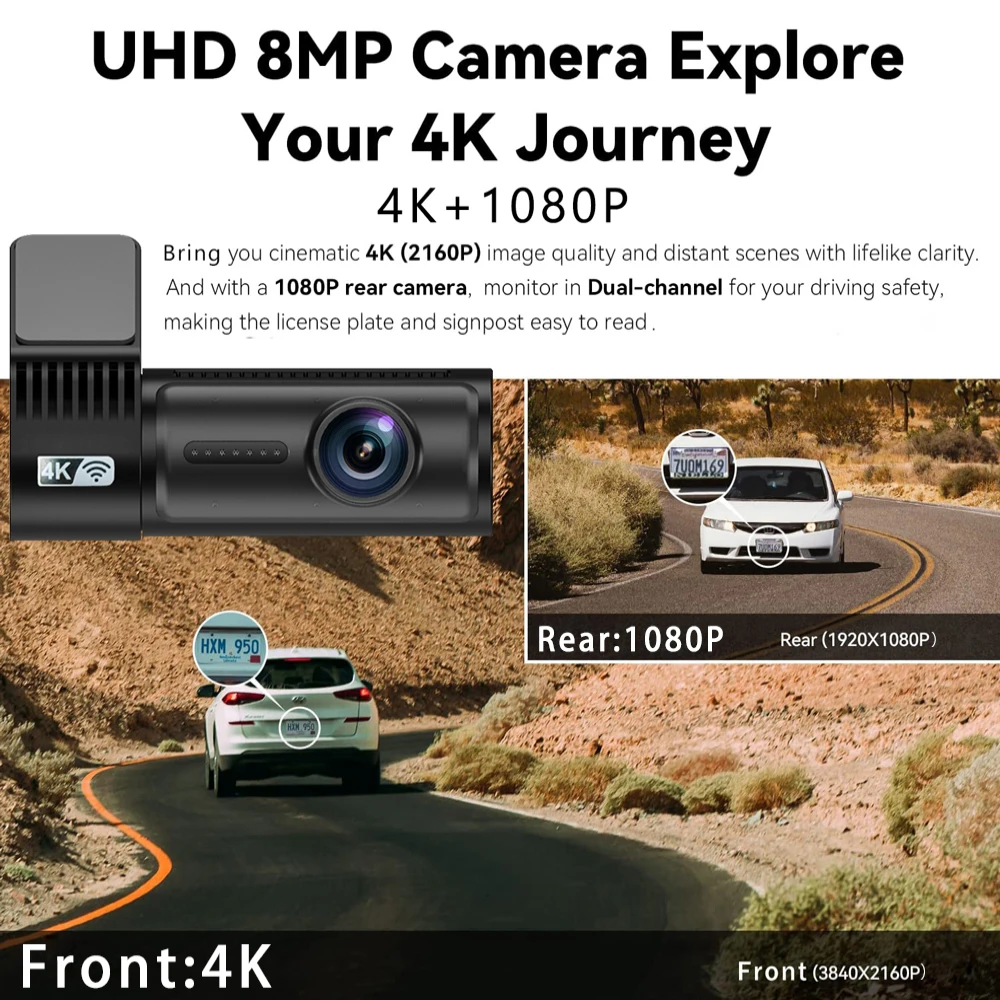 Mini Dash Cam 4K 2160P Car DVR Camera Support WIFI GPS Dual Lens Video Drive Recorder Dashcam Registrar Black Box Night Vision - view 2