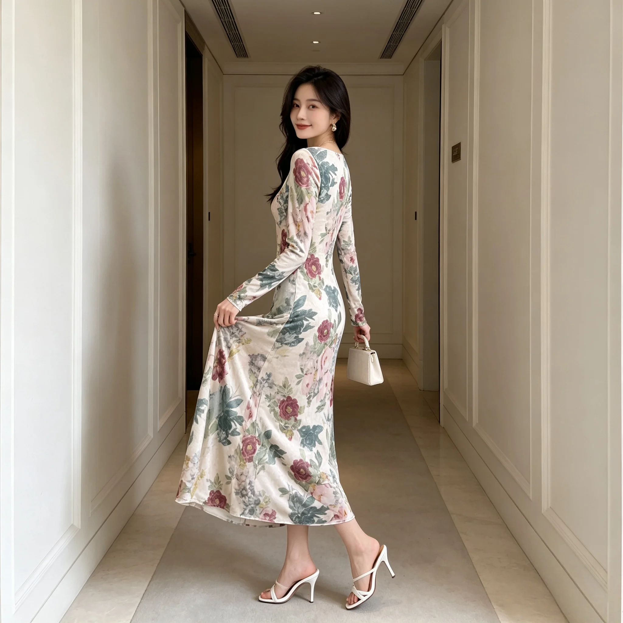 Gaun Maxi Bodycon Cetak Lukisa - Silk Painting Dye ulasan dan harga
