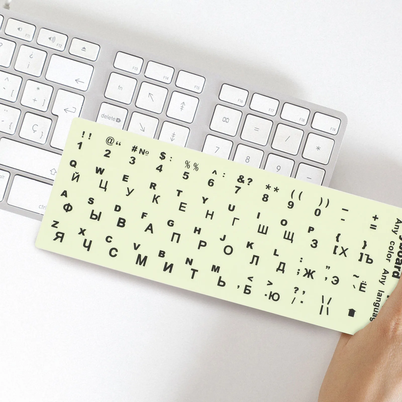 

1 Sheet Glowing Letter Keyboard Sticker Russian Replacement Wear Resistant Keyboard Stickers for Laptop Desktop Computer