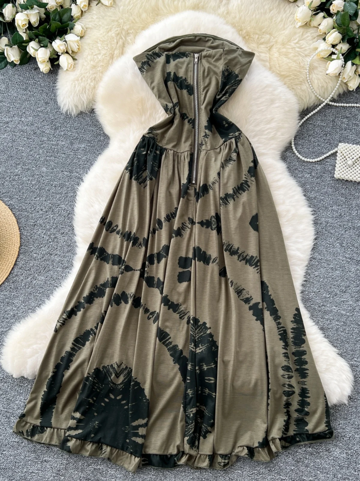 Vaion Vibes imprimé fleuri Maxi Dr jupe trapèze taille haute pour femme Design fendu Svel coréen Sle banlieue Dr