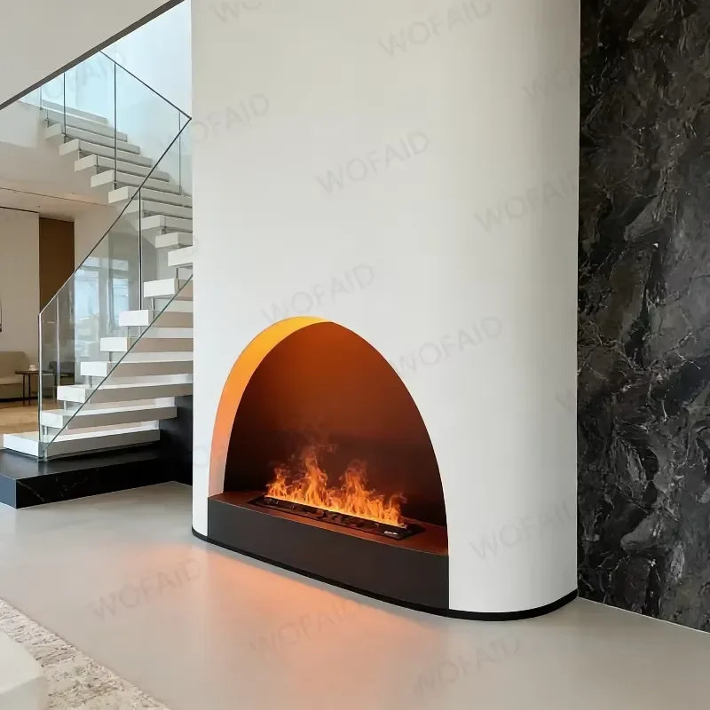 3D Fog Electric Fireplace Wall Mount 12 Color LED Flame Heater Touch Screen Remote Control Realistic Fire Effect Decor