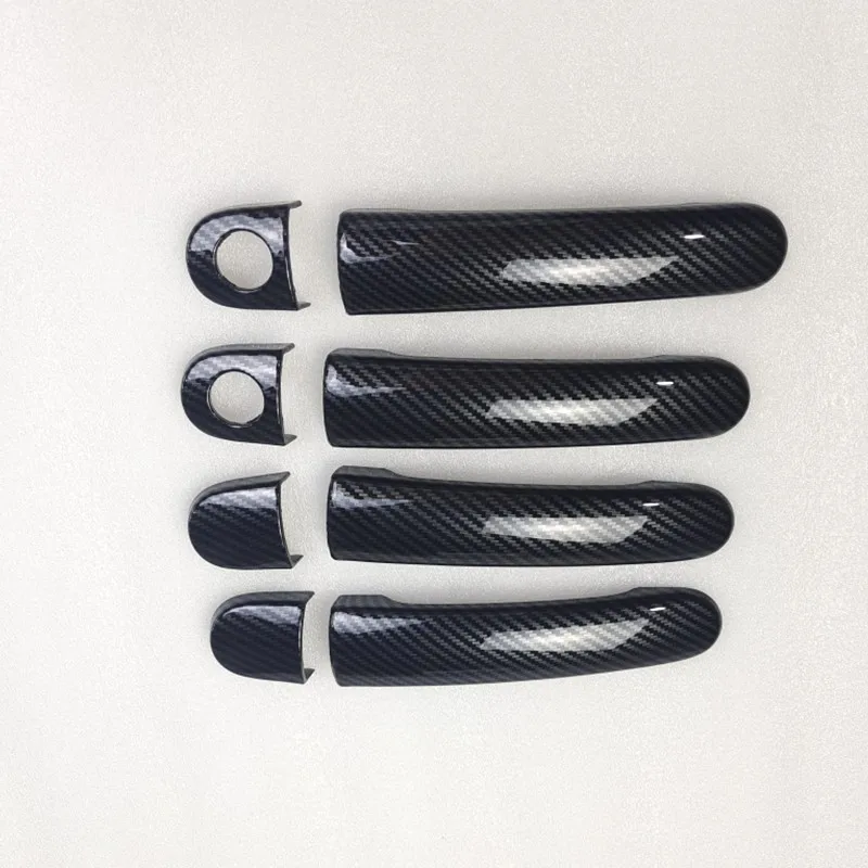 For VW Passat B5 Golf Mk4 Polo Jetta Skoda carbon Door Handle Cover Catch Trim Molding Bezel Cap Garnish Decoration Accessories