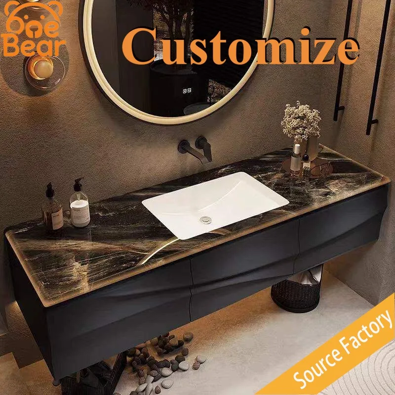 Luxury Black Gold Marble Sink Hand Polished Waterproof Anti Stain Wear Resistant Unique Natural Texture Villa Luxury Bathroom