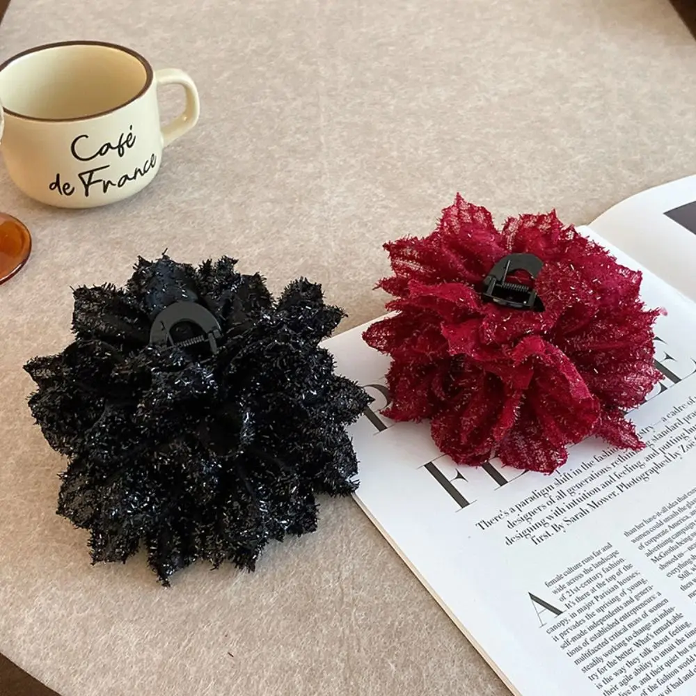 أنيقة الشاش زهرة مشبك شعر 11/13 سنتيمتر مزدوجة الوجهين النساء القرش كليب مجسمة أغطية الرأس إكسسوارات الشعر