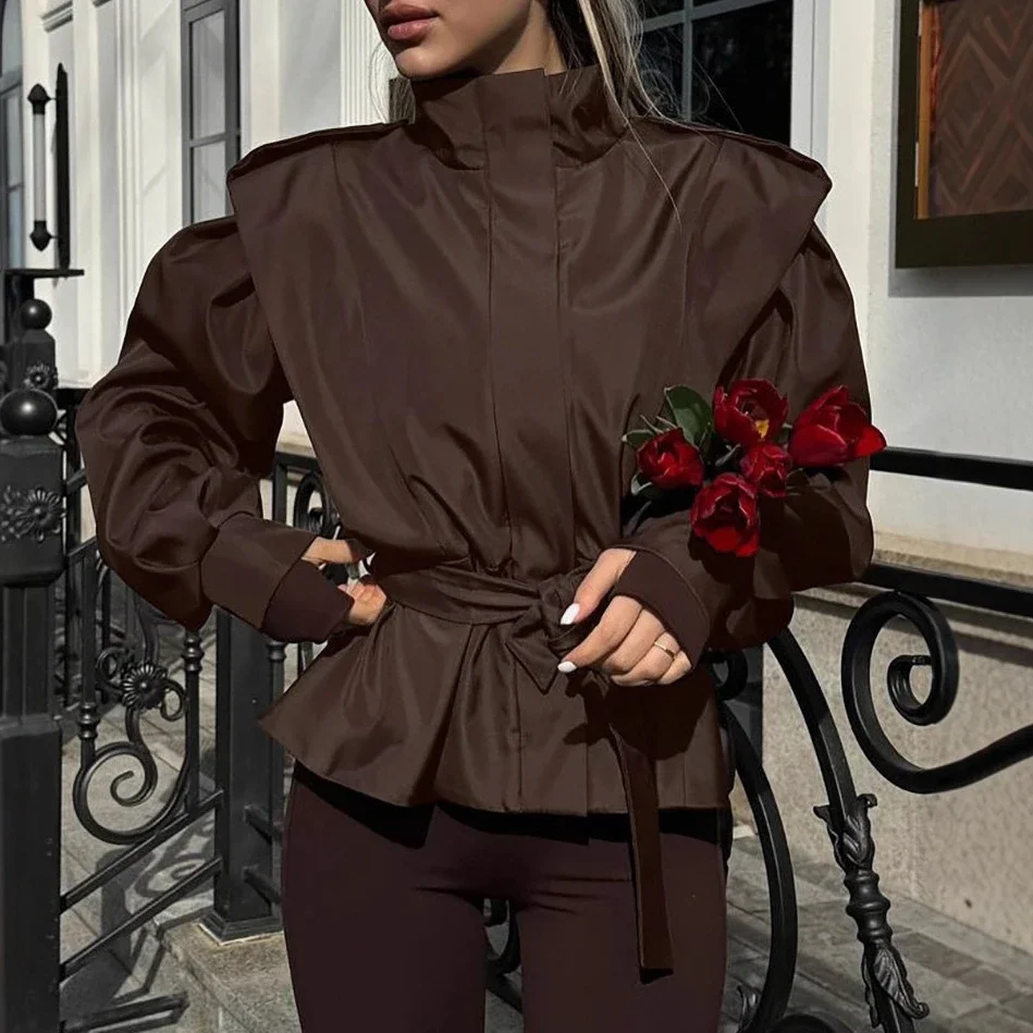 

French Style Trench Coat Women's Breasted Belted Waist Oversized Lapel Classic Casual Office Wear Windproof Long Coat 2025