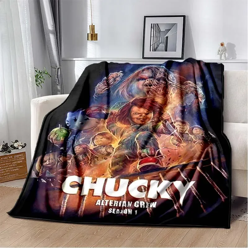 3D Horror Movie Character Chucky Saw Cartoon Area Blanket Fashion Soft Cozy Living room Bedroom Sofa Bed Travel Blanket