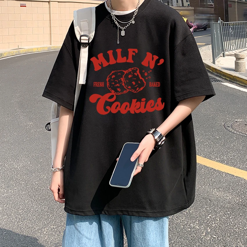 

Personalization Milf N Cookies Funny Graphics T Shirts Men Women Fashion Y2k short sleeve T-shirt Unisex Oversized Cotton Tops