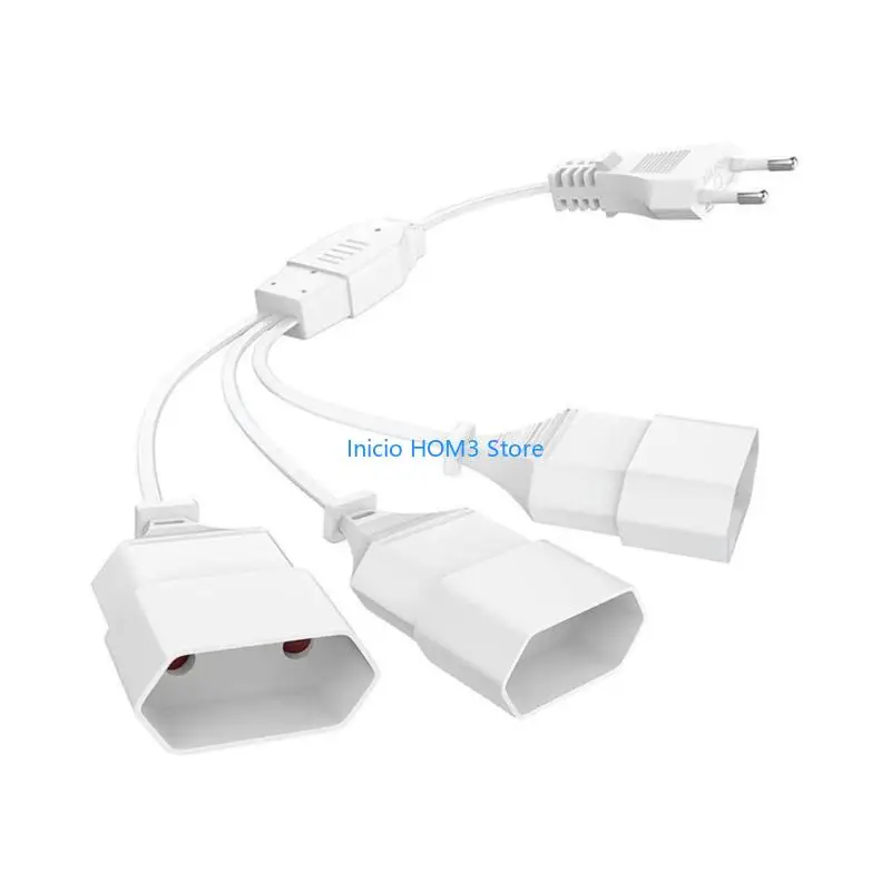 A5YD 3 Way Power Splitters Cable European 2 Prongs Plugs Designs Power Distribution Cable for Simultaneous Device Charging