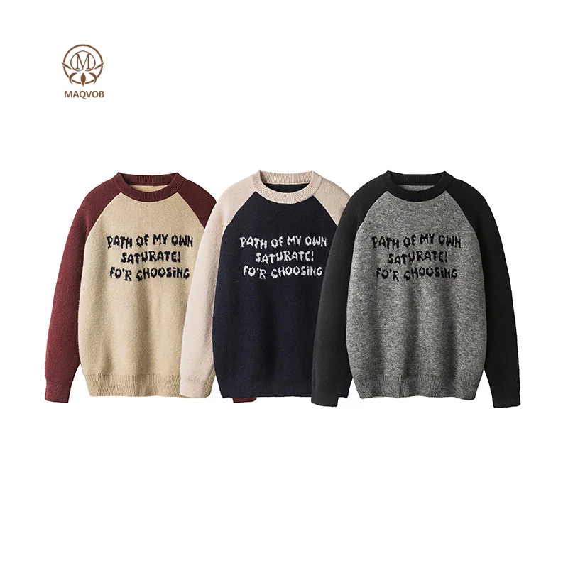 

MAQVOB Высокое качество ЕС США размер зимний пуловер с круглым вырезом свитер унисекс модный брендовый вязаный свитер одежда