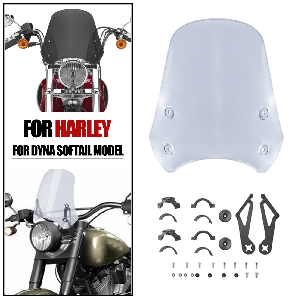 For Harley Dyna Softail Windscreen Windshield Wind Deflector For Street Bob 06-19 For FXST Softail 05-11 For Super Glide Sport