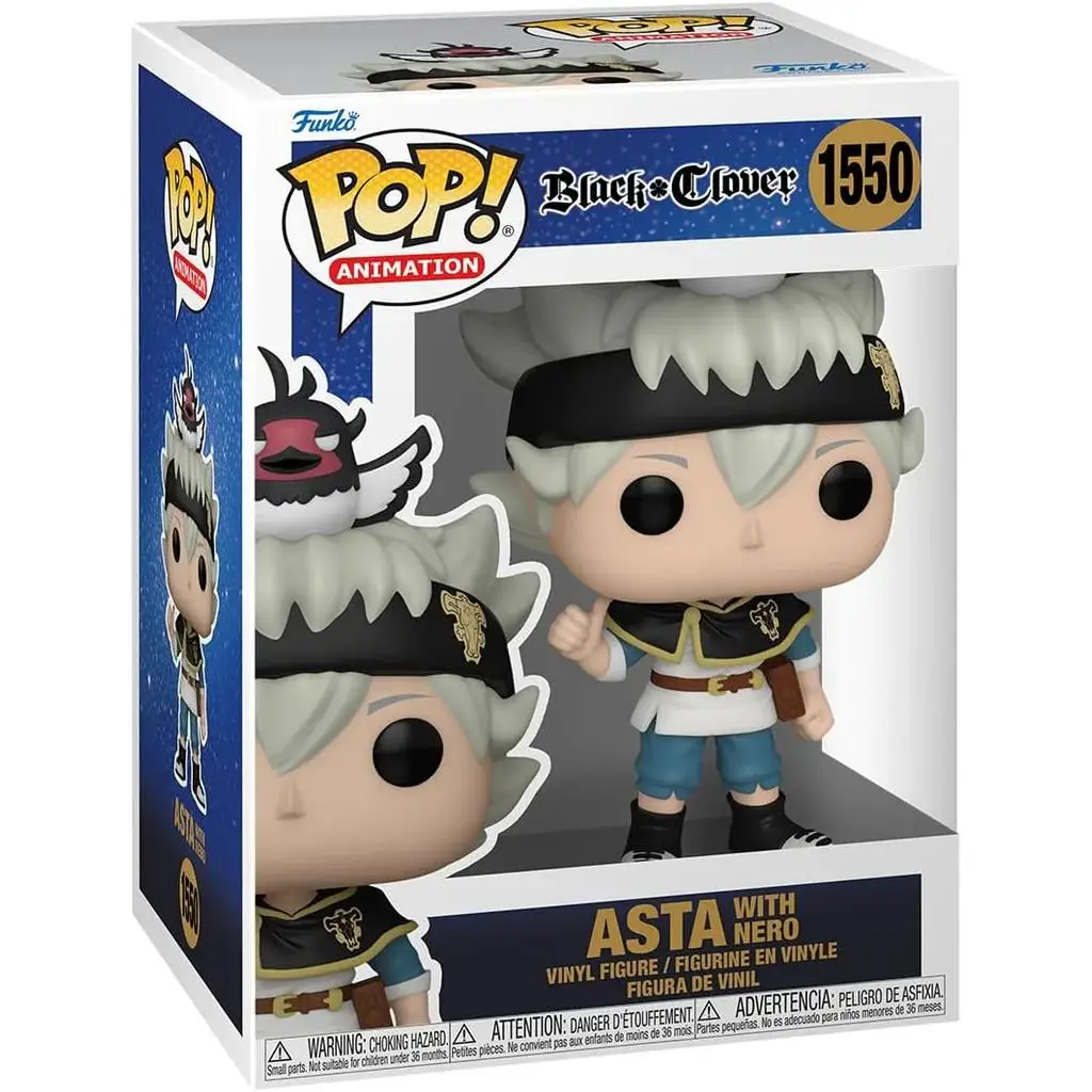 Funko - Figura coleccionable Funko POP! Vinyl Asta w/Nero de Black Clover, aproximadamente 10 cm, presentada en caja con ventana, ideal para fans de anime y coleccionistas