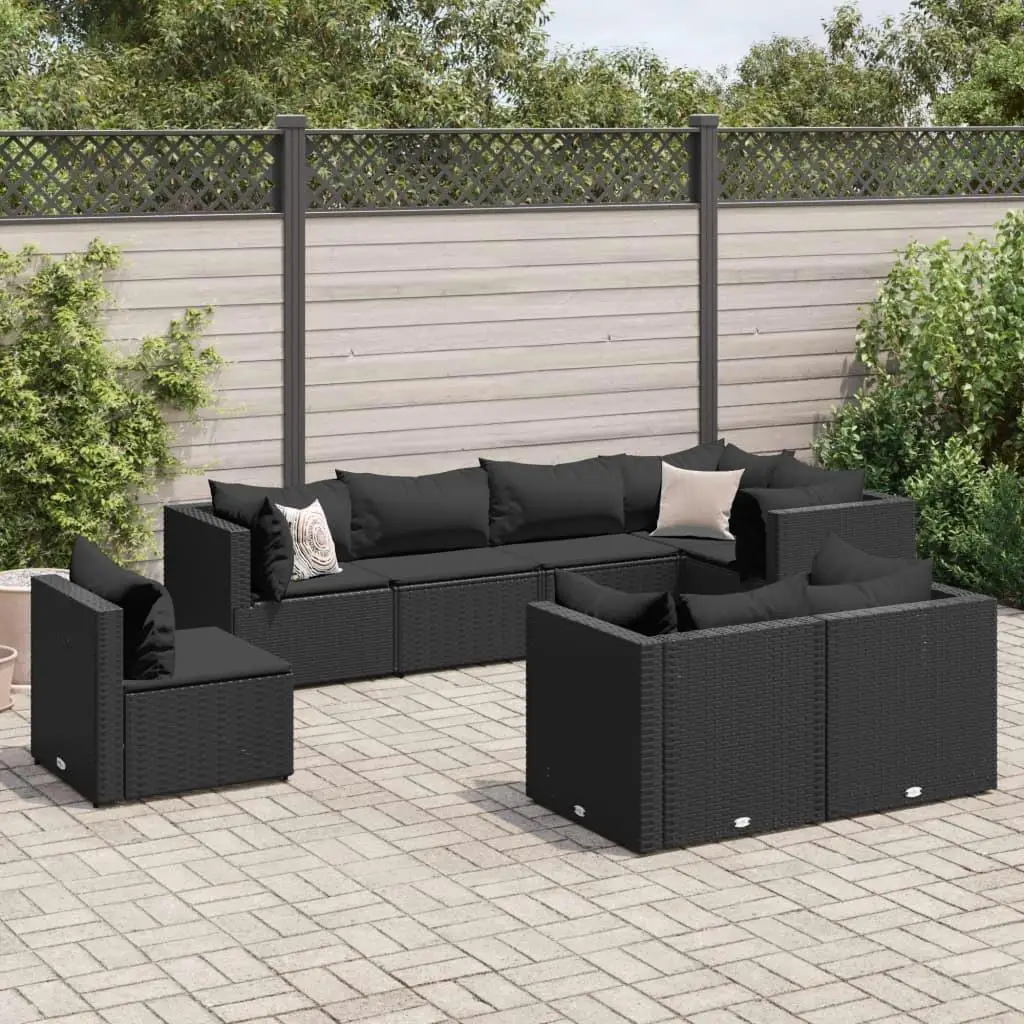 

Stylish Outdoor Patio Lounge Set of 8 Comfortable Black Seating for Garden Deck Party or Poolside Use