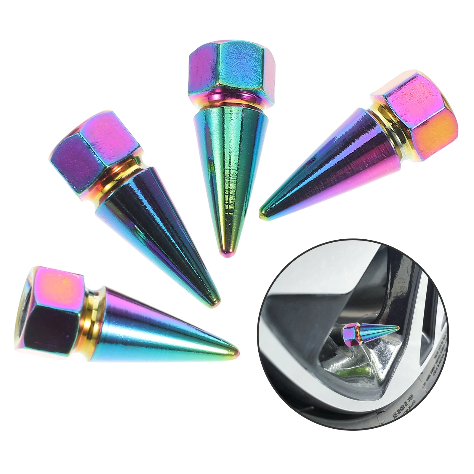 

4Pcs Cool Tire Valve Caps Aluminum Alloy Metal Tip Easy Access Valve Stem Caps for Automotive Exterior Truck Accessories