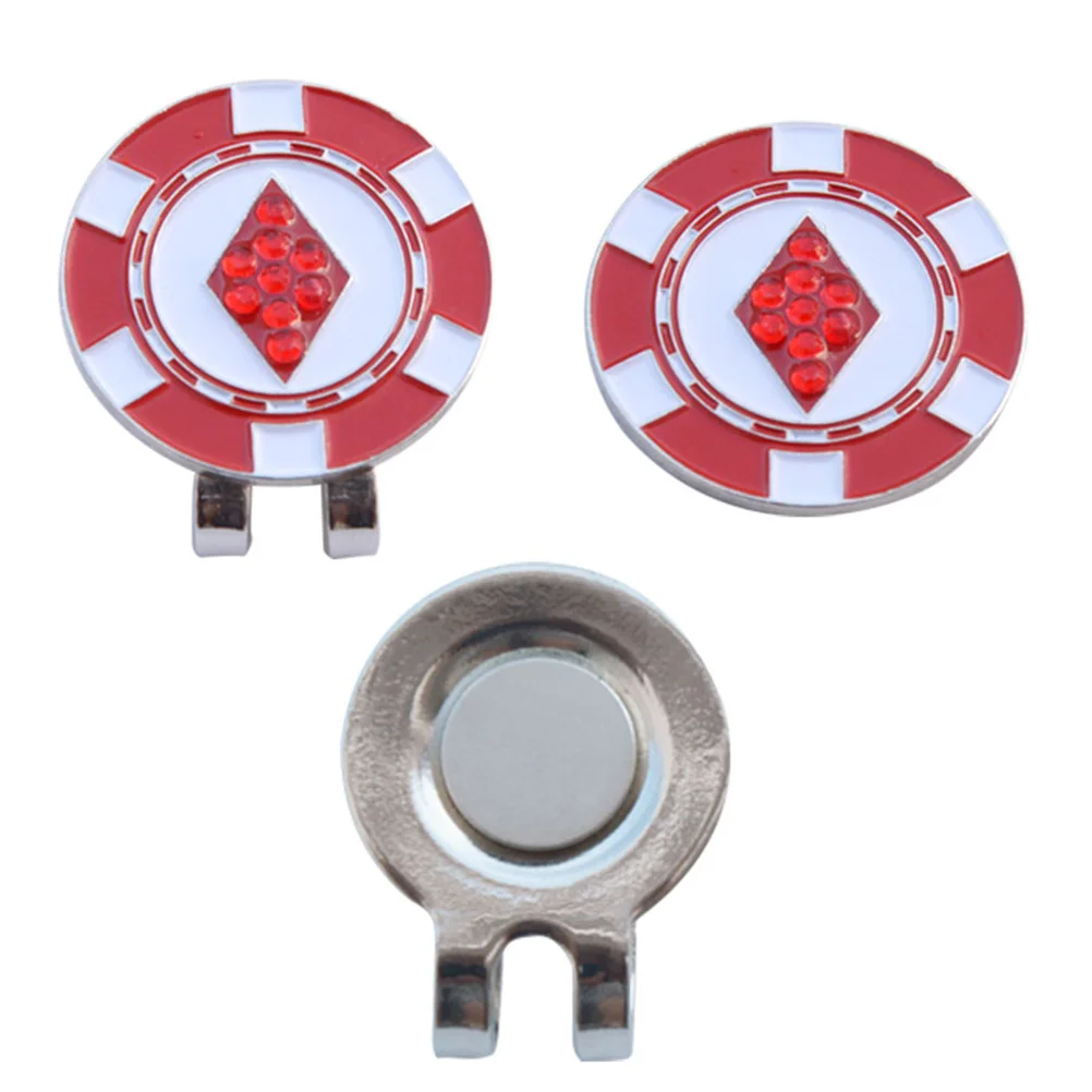 2 قطعة علامات الكرة حجر الراين كاب كليب مع تصميم القلب الأحمر الأبيض سبائك قوية كرة جولف ماركر ملحق للخارجية