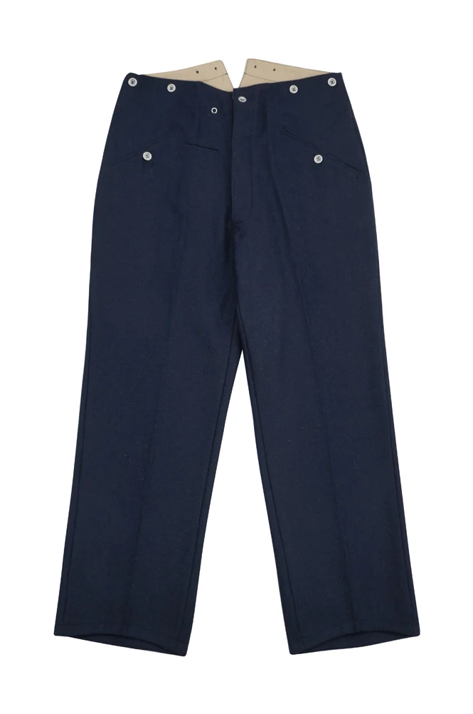 GUWH-004 WWII German Kriegsmarine Navy blue Wool Straight Trousers