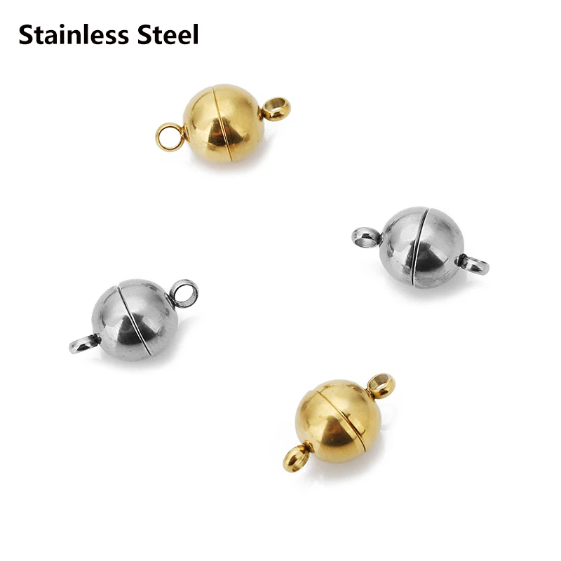 2pcs/lot 6/8/10/12mm Stainless Steel Round Ball Magnetic Clasps for DIY Connectors Bracelet Jewelry Making Findings