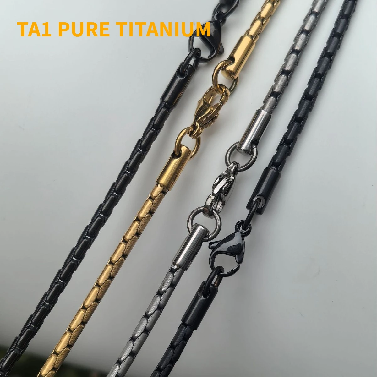 Unisex Gold Plated Pure Titanium Necklace 2.5mm/3.3mm Snake Chain Skin Friendly Rust-Resistant Colorfast Necklaces Jewelry Gifts
