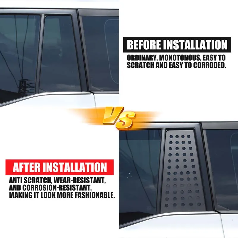 

For Toyota Land Cruiser Prado 250 LC250 2024+ Aluminum Alloy Black Car Rear Window Honeycomb Board Sticker Car Accessories 2Pcs
