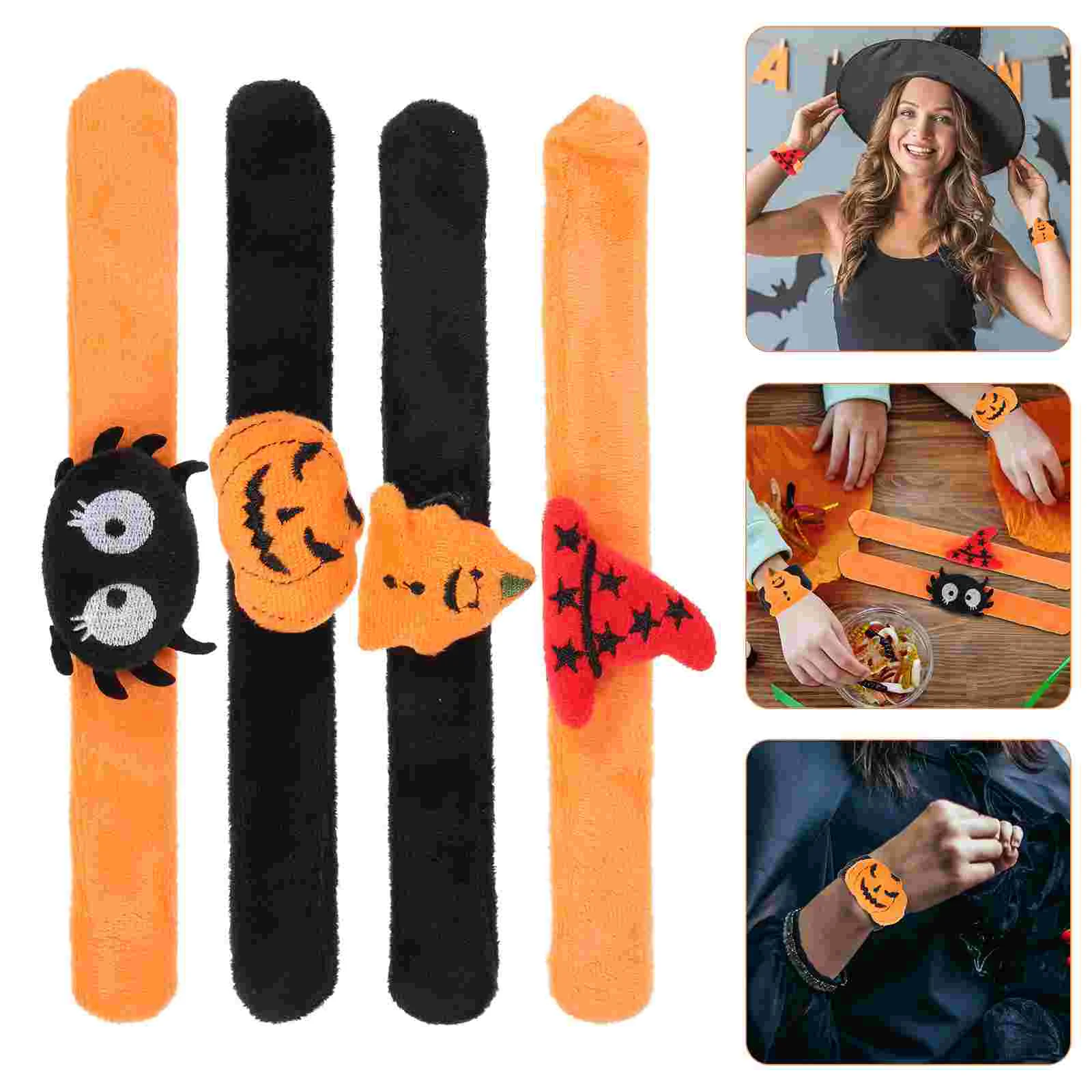 

8 Pcs Halloween Ring Game Prizes Slap Band Toys Bands Pumpkin Party Favors Kid Gifts Alloy Polyester Kids