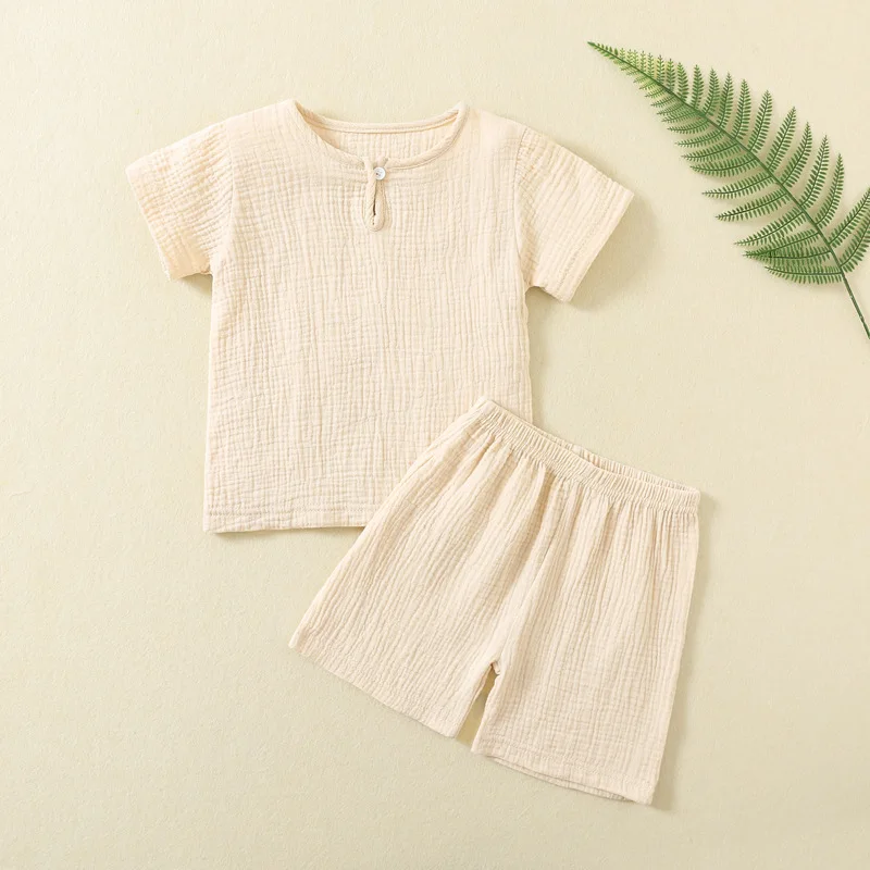 Ensemble de vêtements d\'été en mousseline pour bébé, t-shirt, short en Y, tenue pour enfants, tenue décontractée pour enfants, ensembles de