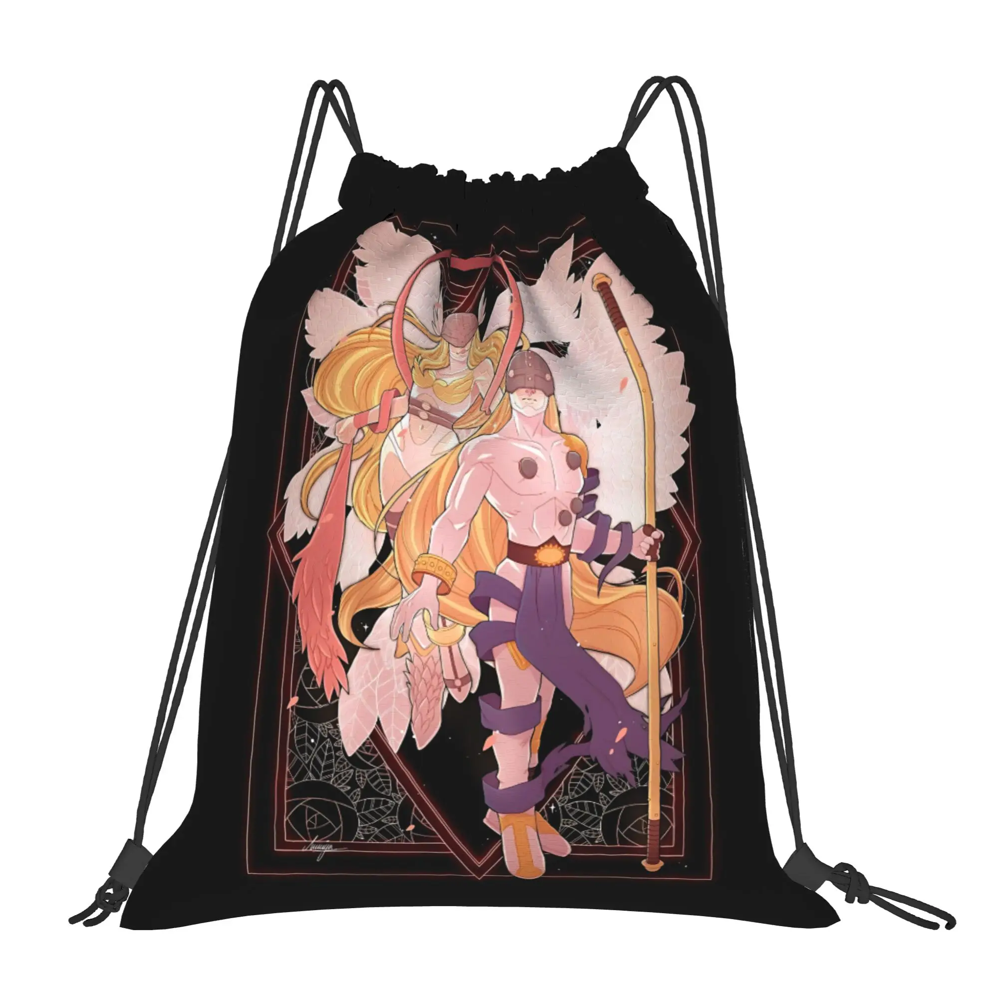 bag Pouch Digital Monster  Drawstring Bags Hiking Pouch Print Backpack Boy Girls School Shoe Bag
