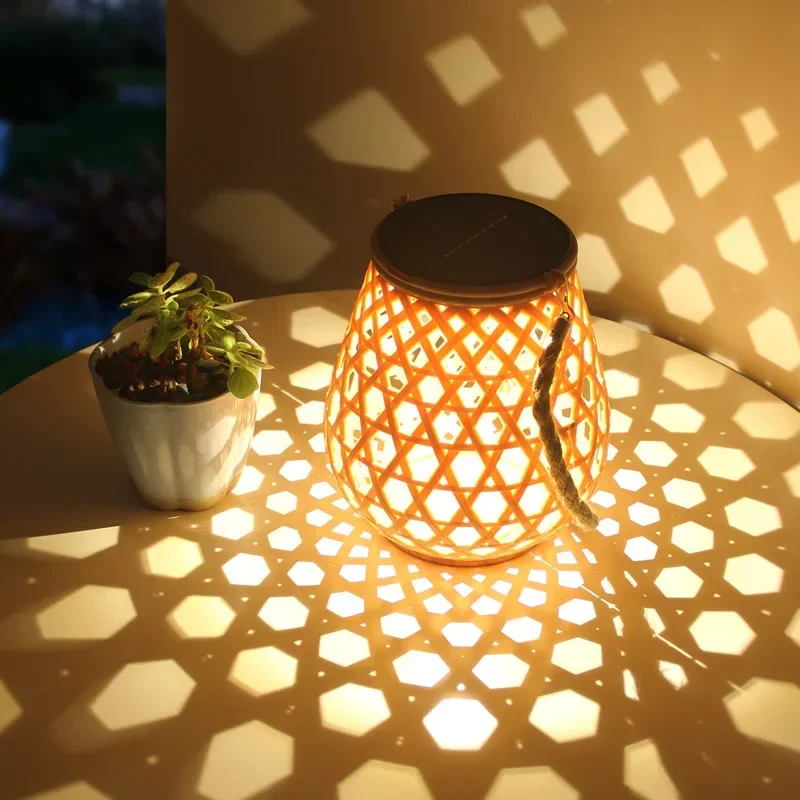 Hot Selling Outdoor Courtyard Pavilion Tree Pendant Light Rattan Garden Decoration Solar Atmosphere Pendant Light