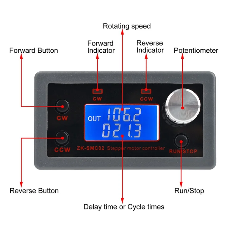 ZK-SMC02 Stepper Motor Driver Controller Integrated Board Forward/Reverse Pulse Speed Angle ControlModule for 42 57Motor ACM