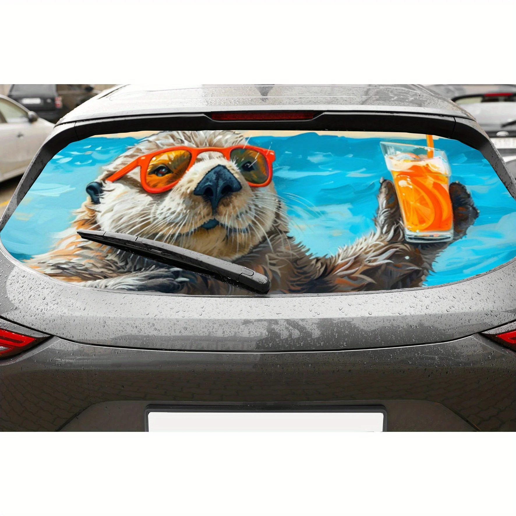 

Comfortable ocean otter car rear window vinyl wraps sticker,auto art sticker,self-adhesive waterproof rear window decoration,gen