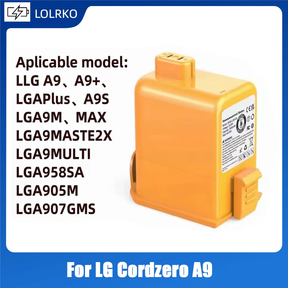 

Vacuum Cleaner Battery 4000mAh EAC63758601, EAC63382201, EAC63382202, MEV65921201, EAC63382204 for LG Cord Zero A9, A9+, A9 Plus