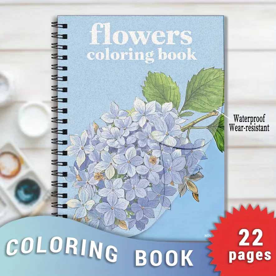 Adult Flower Coloring Book 21.08x28.45 Cm - 22 Relax Art Illustrations for Anxiety Relief.Suitable for Giving to Friends.