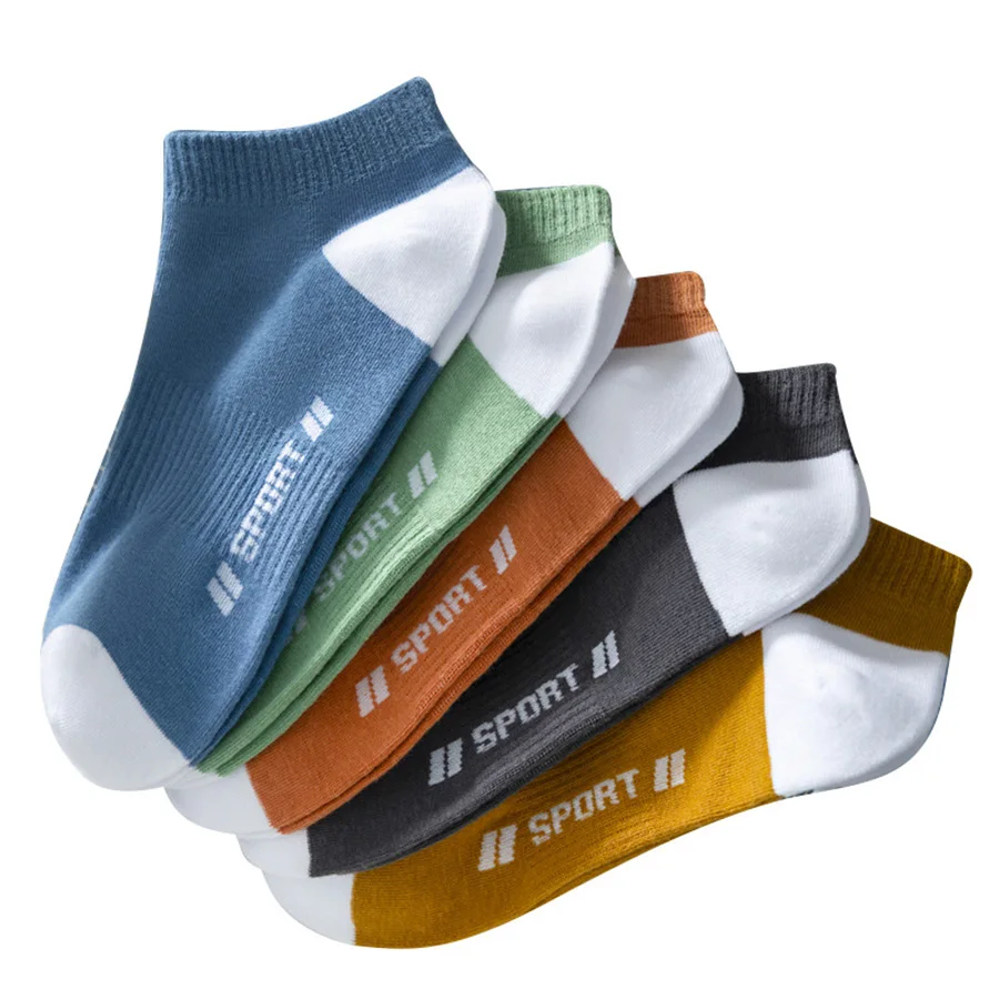 5 Pairs Men\'s Ankle Socks Bright Color No Show Socks Men Breathable Street Fashion Sport Invisible Travel Running Socks